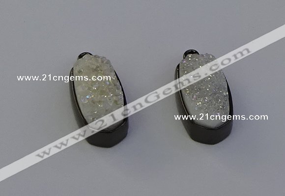 NGP6917 10*22mm - 12*25mm freeform plated druzy quartz pendants