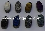 NGP6926 10*22mm - 12*25mm freeform plated druzy quartz pendants