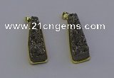 NGP6930 10*30mm - 12*35mm trapezoid plated druzy quartz pendants