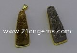 NGP6932 10*30mm - 12*35mm trapezoid plated druzy quartz pendants