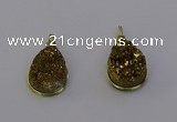 NGP6935 13*18mm - 15*20mm flat teardrop plated druzy quartz pendants