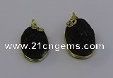 NGP6937 16*22mm - 18*25mm oval plated druzy quartz pendants