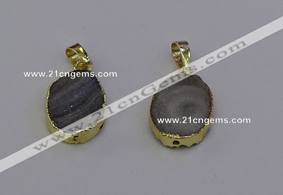 NGP6941 15*20mm oval druzy agate pendants wholesale