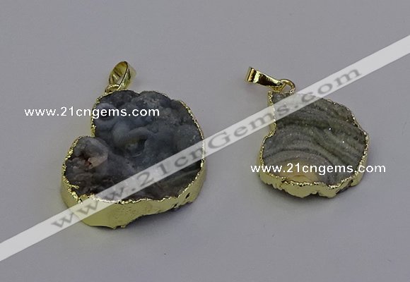NGP6943 18*25mm - 25*30mm freeform druzy agate pendants wholesale