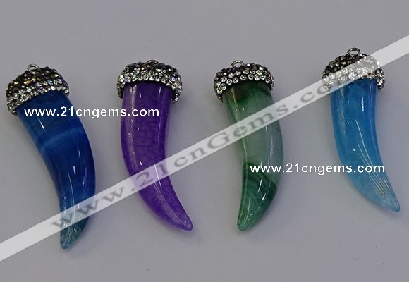 NGP6969 12*40mm - 15*45mm horn agate gemstone pendants