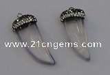 NGP6972 12*40mm - 15*45mm horn white crystal pendants wholesale