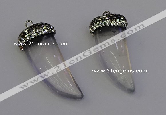 NGP6972 12*40mm - 15*45mm horn white crystal pendants wholesale