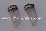 NGP6973 12*40mm - 15*45mm horn rose quartz pendants wholesale