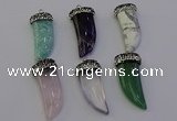 NGP6988 12*40mm - 15*45mm horn mixed gemstone pendants