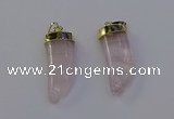 NGP6993 12*40mm - 15*45mm horn rose quartz pendants wholesale