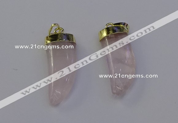 NGP6993 12*40mm - 15*45mm horn rose quartz pendants wholesale