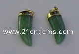 NGP6999 12*40mm - 15*45mm horn green aventurine pendants wholesale