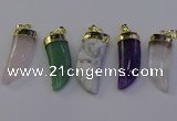 NGP7008 12*40mm - 15*45mm horn mixed gemstone pendants