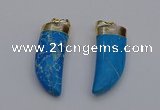 NGP7026 12*35mm - 14*40mm horn white howlite turquoise pendants