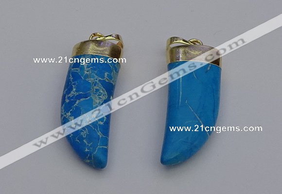 NGP7026 12*35mm - 14*40mm horn white howlite turquoise pendants