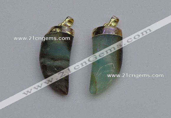 NGP7036 12*35mm - 14*40mm horn amazonite pendants wholesale