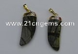 NGP7040 12*35mm - 14*40mm horn black water jasper pendants