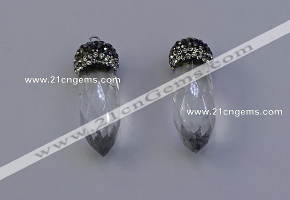 NGP7055 12*30mm - 15*35mm faceted bullet white crystal pendants