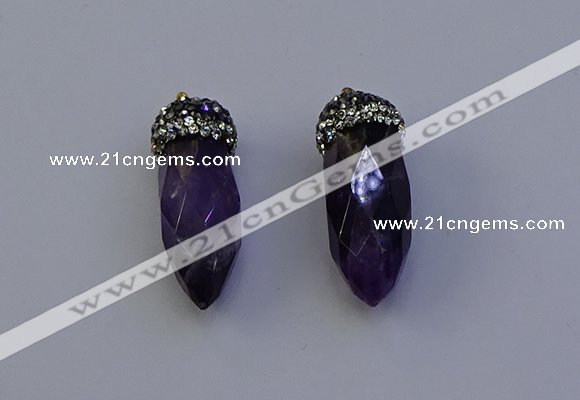 NGP7060 12*30mm - 15*35mm faceted bullet amethyst pendants