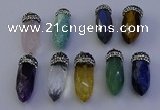 NGP7075 12*30mm - 15*35mm faceted bullet mixed gemstone pendants