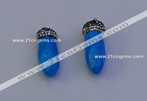 NGP7082 12*30mm - 15*35mm faceted bullet white howlite turquoise pendants