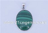 NGP709 16*24mm oval natural malachite with sterling silver pendant