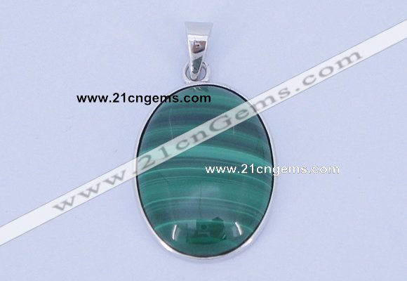 NGP709 16*24mm oval natural malachite with sterling silver pendant