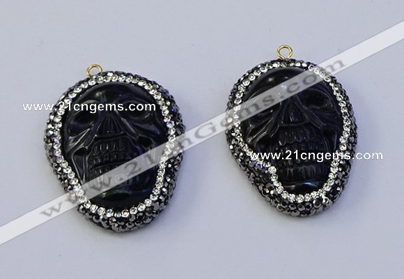 NGP7091 30*40mm skull white jade pendants wholesale