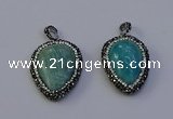 NGP7100 25*30mm - 28*35mm flat teardrop amazonite pendants