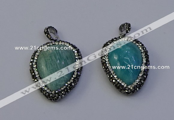 NGP7100 25*30mm - 28*35mm flat teardrop amazonite pendants