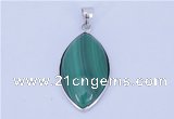 NGP711 15*28mm marquise natural malachite with sterling silver pendant