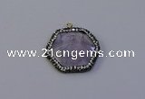 NGP7112 30*30mm hexagon light amethyst pendants wholesale