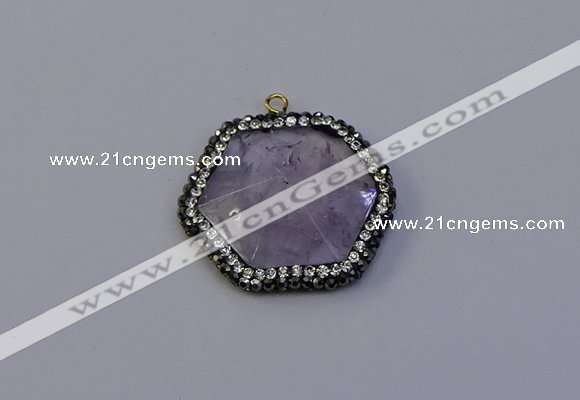 NGP7112 30*30mm hexagon light amethyst pendants wholesale