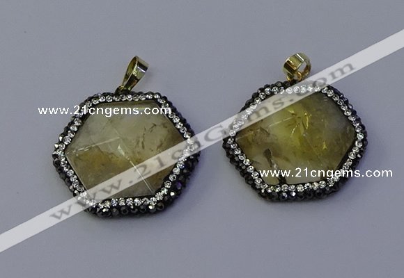 NGP7113 30*30mm hexagon citrine gemstone pendants wholesale