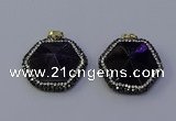 NGP7116 30*30mm hexagon amethyst gemstone pendants wholesale