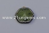 NGP7117 30*30mm hexagon green qutilated quartz pendants wholesale