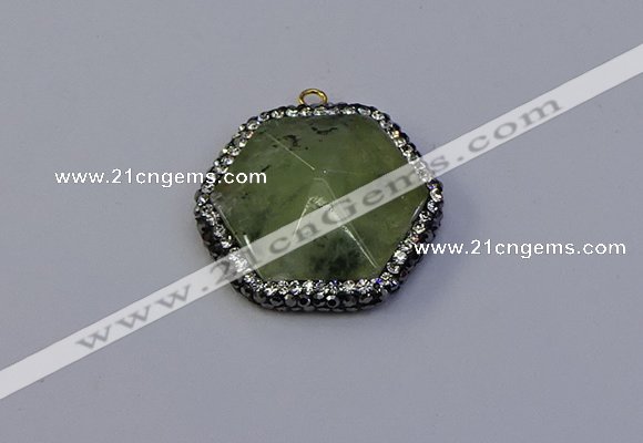 NGP7117 30*30mm hexagon green qutilated quartz pendants wholesale