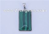 NGP712 13*25mm rectangle natural malachite with sterling silver pendant