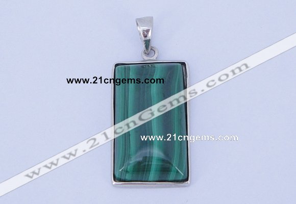 NGP712 13*25mm rectangle natural malachite with sterling silver pendant