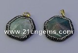 NGP7120 30*30mm hexagon amazonite gemstone pendants wholesale