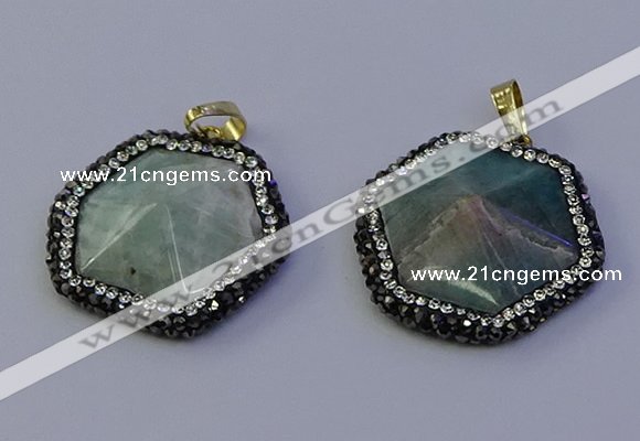 NGP7120 30*30mm hexagon amazonite gemstone pendants wholesale