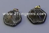 NGP7122 30*30mm hexagon moonstone gemstone pendants wholesale