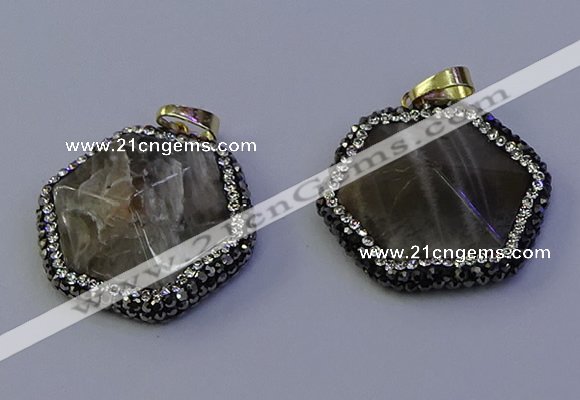 NGP7122 30*30mm hexagon moonstone gemstone pendants wholesale