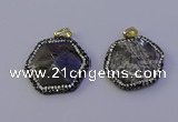 NGP7124 30*30mm hexagon labradorite gemstone pendants wholesale