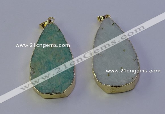 NGP7135 25*50mm - 28*55mm freeform amazonite gemstone pendants