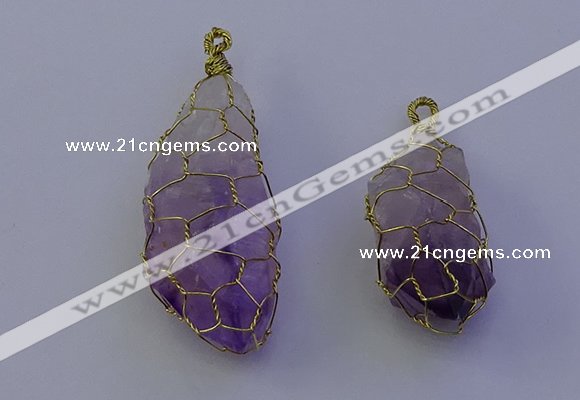 NGP7147 20*40mm - 30*45mm faceted nuggets amethyst pendants