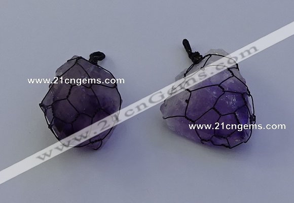 NGP7148 20*40mm - 30*45mm faceted nuggets amethyst pendants