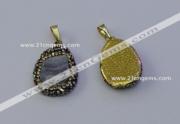 NGP7151 20*25mm freeform druzy agate pendants wholesale