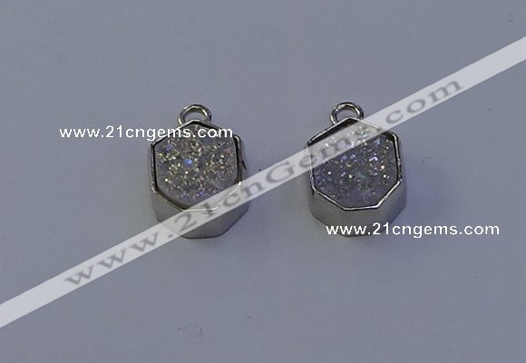 NGP7155 12*15mm plated druzy agate pendants wholesale