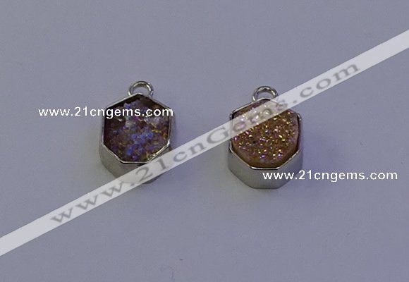 NGP7156 12*15mm plated druzy agate pendants wholesale
